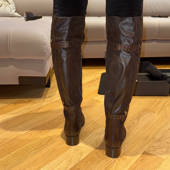 Le Pepe Italian brown suede leather over the knee boots Camoscio Fondente NEW - Picture 4 of 13